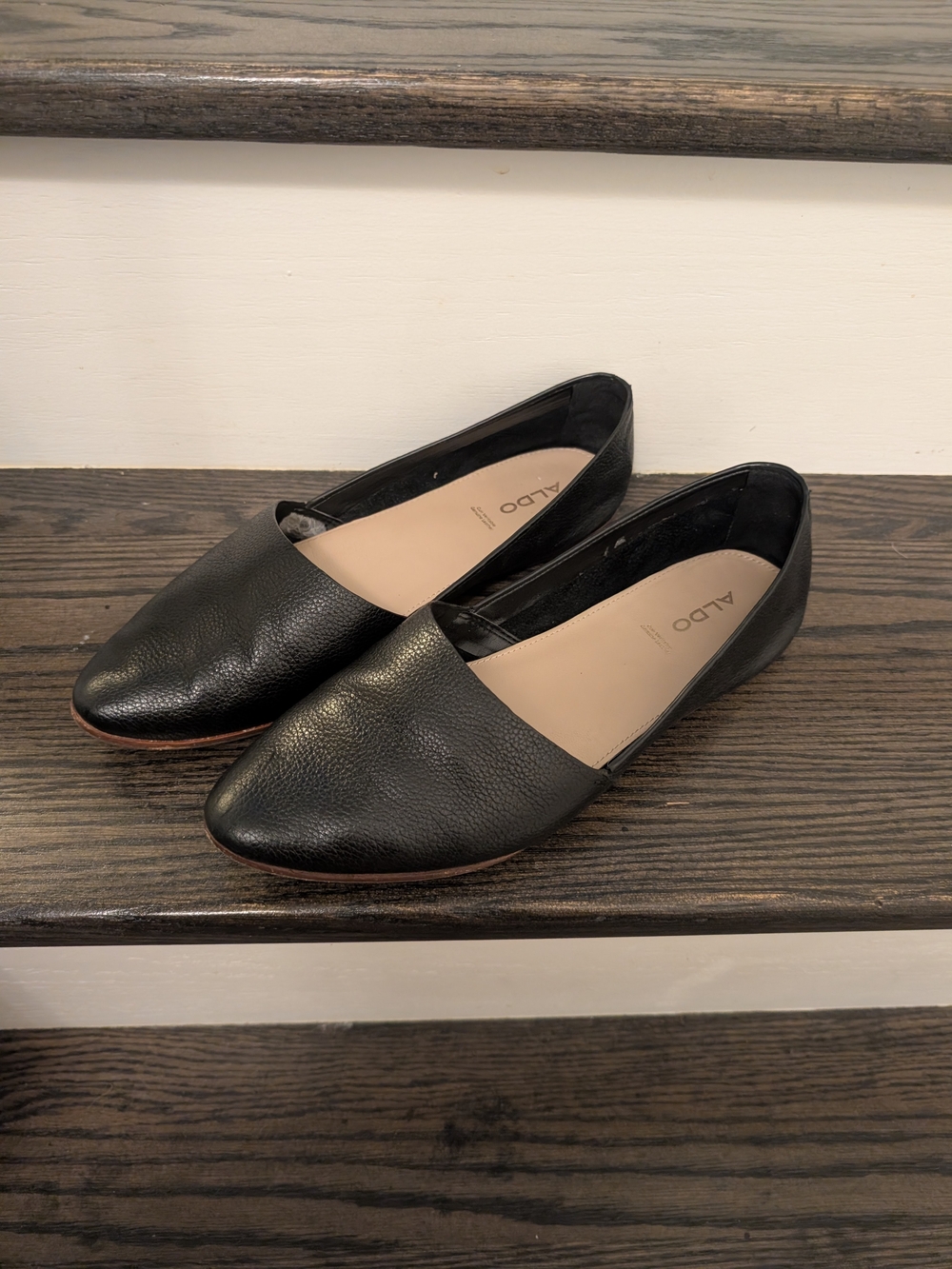 Aldo Black Leather Blanchette Flats